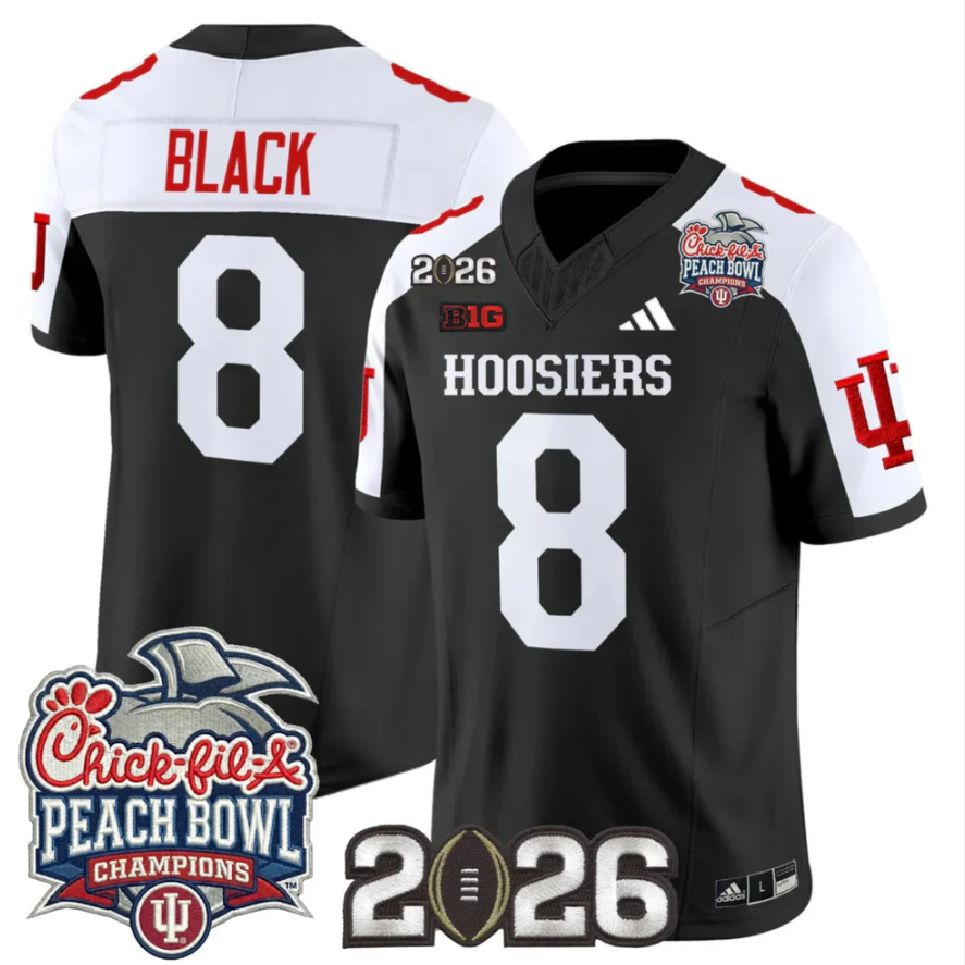 Kaelon Black Jersey #8 Indiana Hoosiers 2026 Peach Bowl Champions Patch Stitched