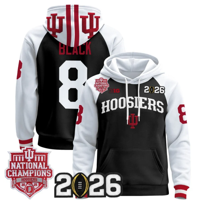 Kaelon Black Pullover Hoodie #8 Hoosiers 2025 National Champions Stitched