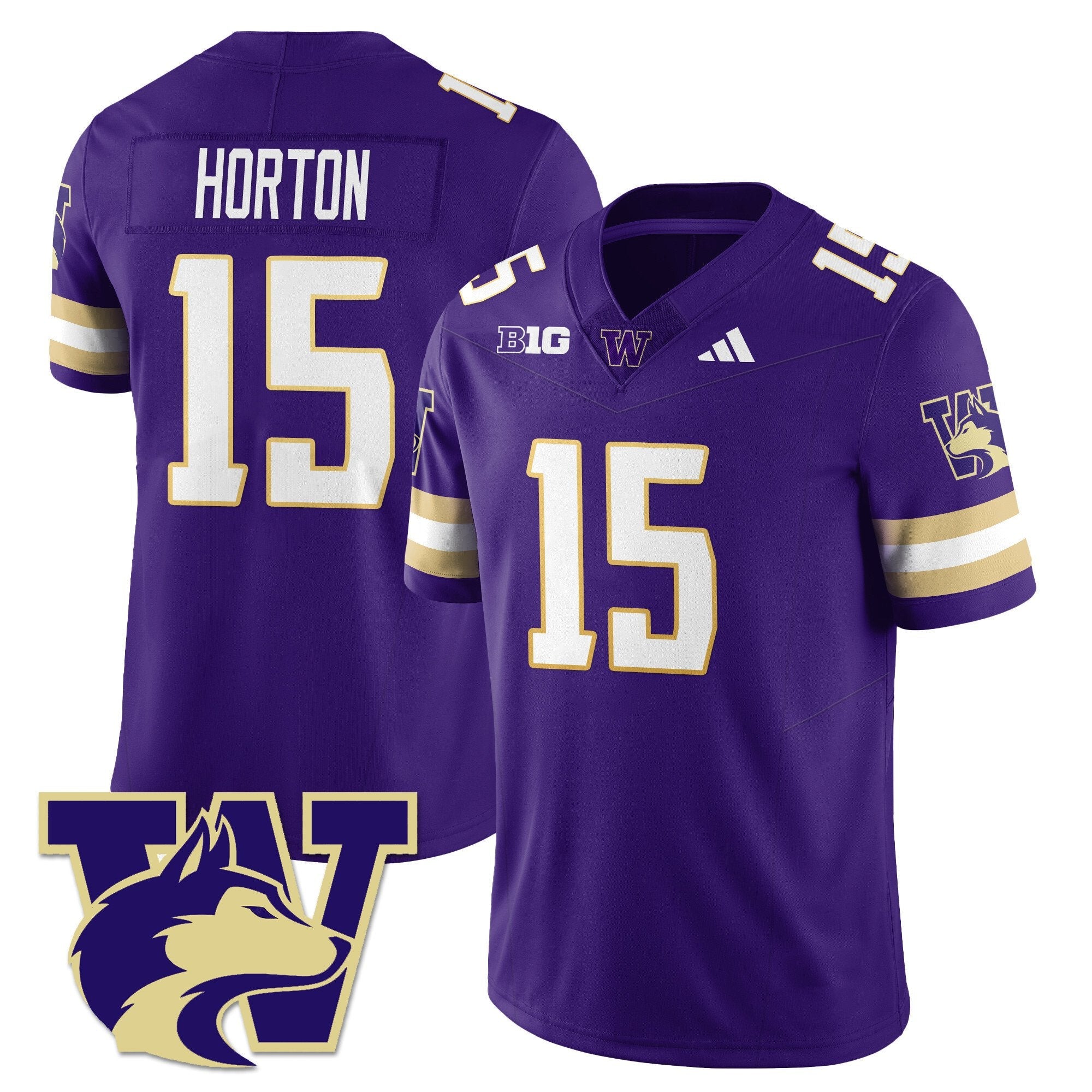 Kai Horton Jersey #15 Washington Husky Football 2025 Stitched Purple