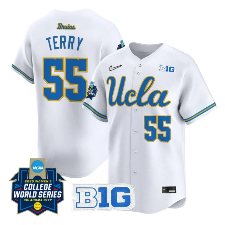 Kaitlyn Terry Jersey #55 UCLA Bruins Softball 2025 World Series Stitched White