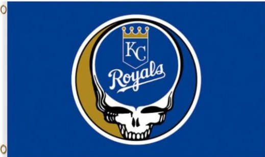 Kansas City Royals Dead Skull Flag 3X5Ft Banner USA Polyester with Brass Grommets