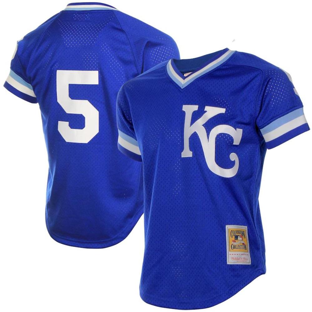 Kansas City Royals George Brett Blue Throwback Pullover Jersey