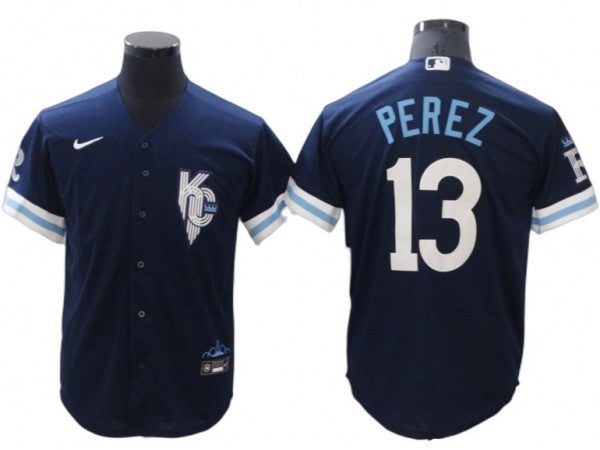 Kansas City Royals #13 Salvador Perez Navy City Connect Jersey
