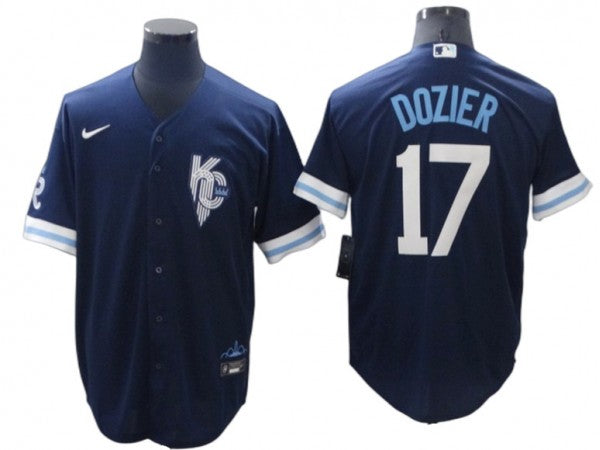 Kansas City Royals #17 Hunter Dozier Navy City Connect Jersey