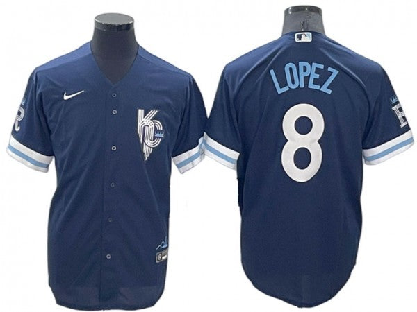 Kansas City Royals #8 Nicky Lopez Navy City Connect Jersey