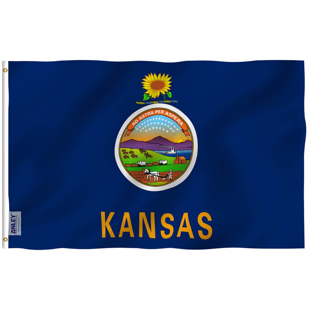 Kansas State Flag - Kansas KS Flag Polyester with Brass Grommets 3X5Ft Banner USA