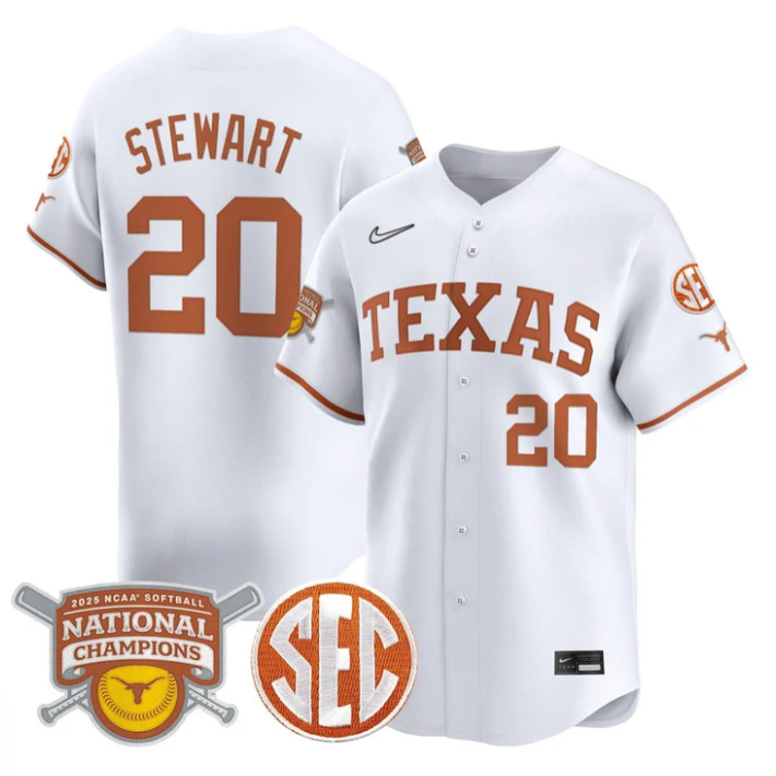 Katie Stewart Jersey #20 Texas Longhorns 2025 National Champions White