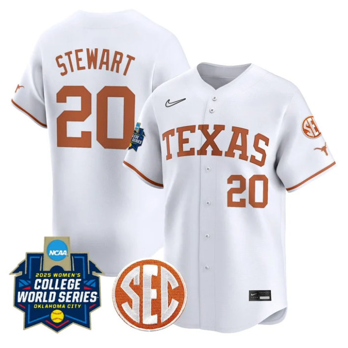 Katie Stewart Jersey #20 Texas Longhorns 2025 World Series Stitched White