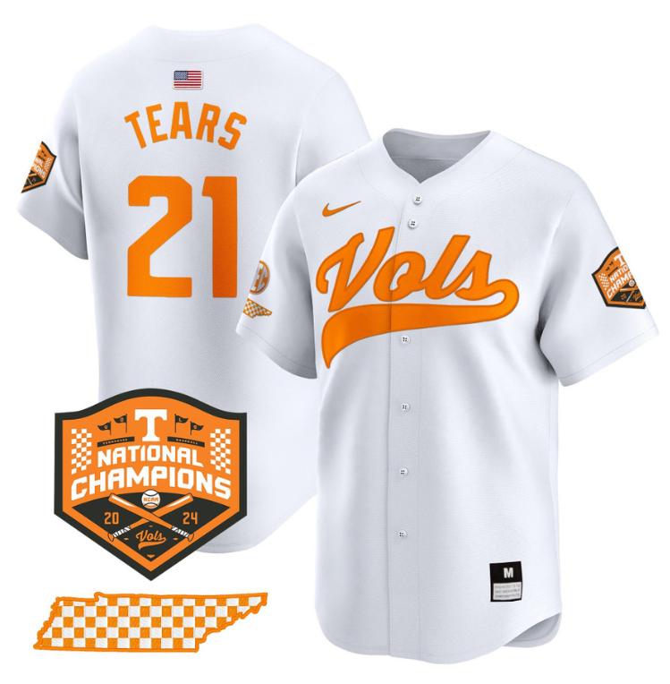 Kavares Tears Jersey #21 Tennessee Vols 2024 Champions Stitched White