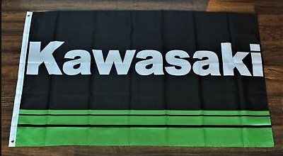 Kawasaki Racing Team Flag Black Green 3X5 Ft Polyester Banner USA 90x150cm