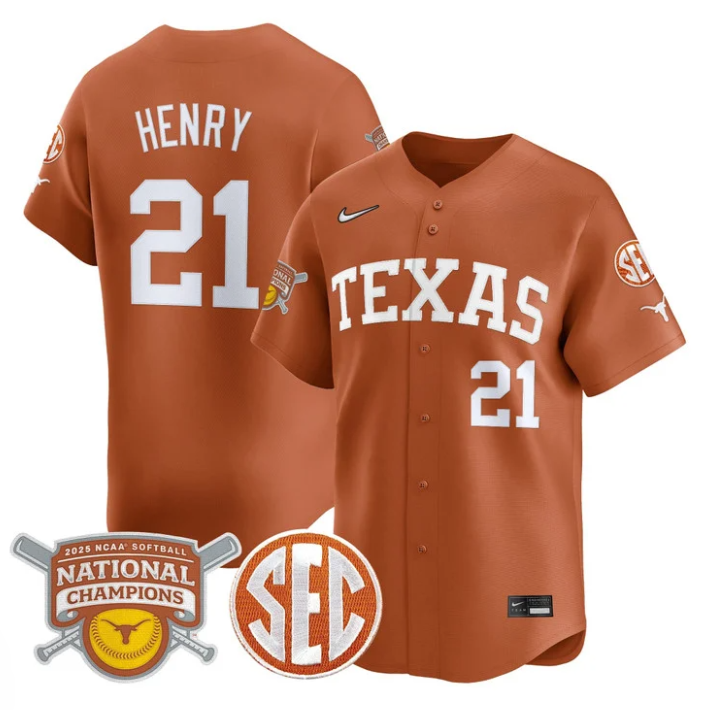 Kayden Henry Jersey #21 Texas Longhorns 2025 National Champions Orange