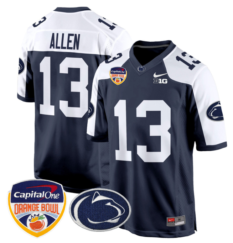Kaytron Allen Jersey #13 Custom Penn State Orange Bowl Patch Navy Alternate