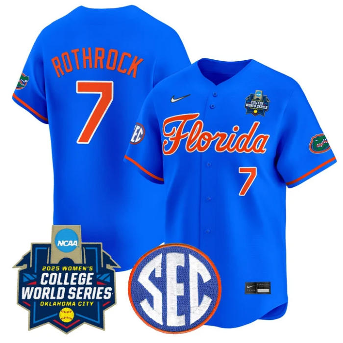 Keagan Rothrock Jersey #7 Florida Gators Softball 2025 World Series Stitched Royal