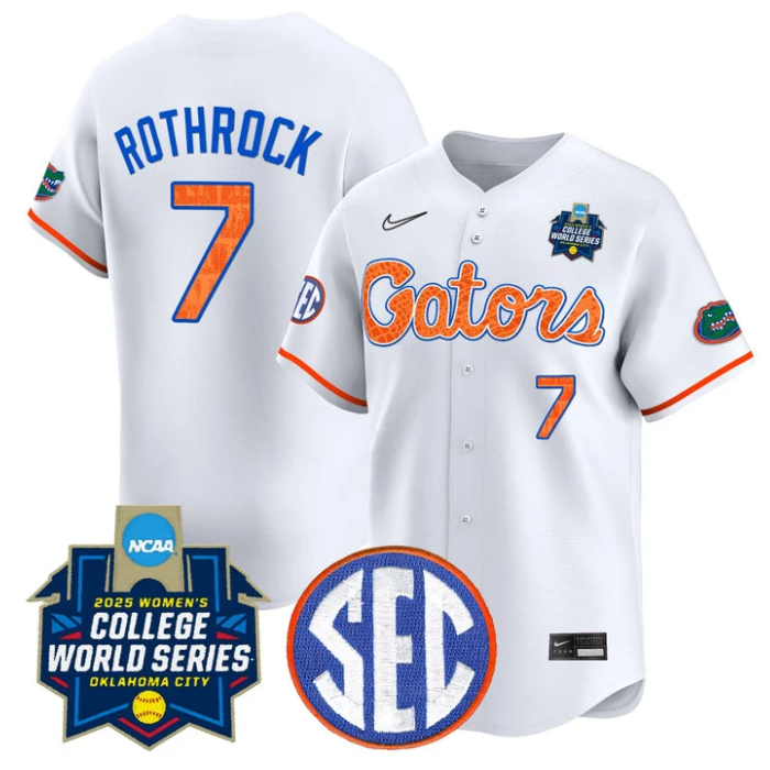 Keagan Rothrock Jersey #7 Florida Gators Softball 2025 World Series Stitched White Limited