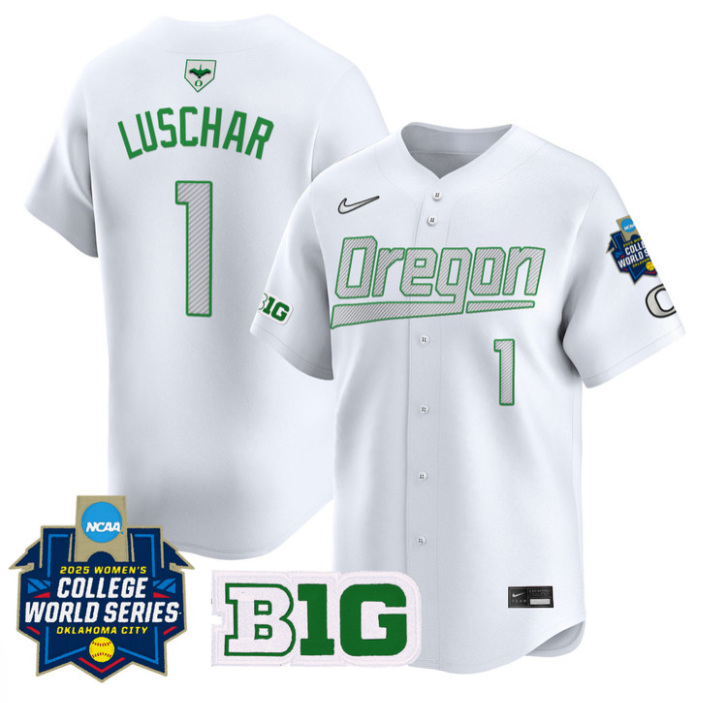 Kedre Luschar Jersey #1 Oregon Ducks Softball 2025 World Series Stitched White