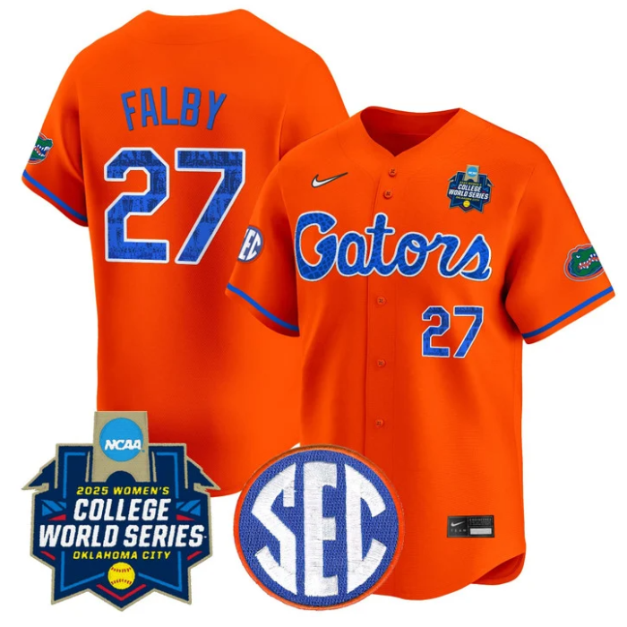 Kendra Falby Jersey #27 Florida Gators Softball 2025 World Series Stitched Orange