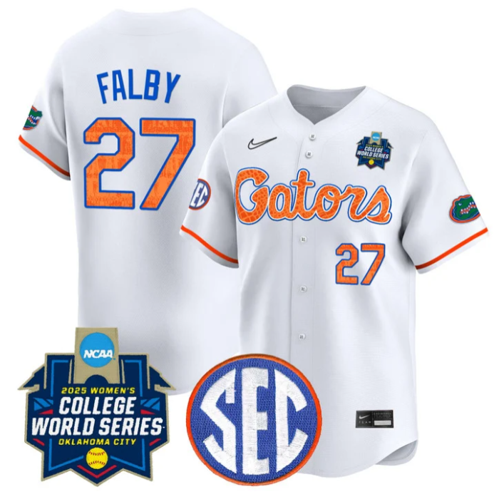 Kendra Falby Jersey #27 Florida Gators Softball 2025 World Series Stitched White Limited