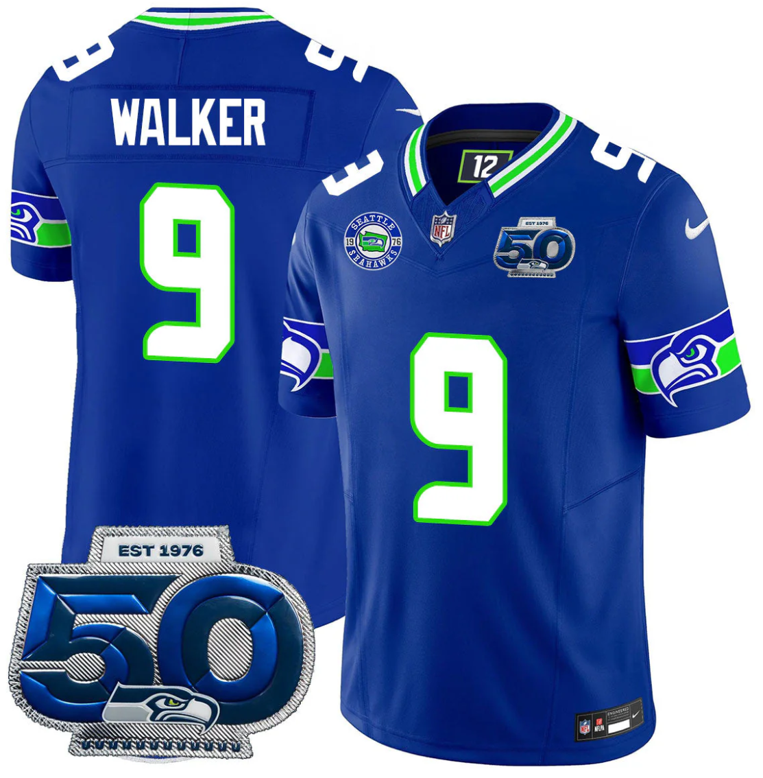 Kenneth Walker III Jersey #9 50th Season Vapor Limited All Stitched