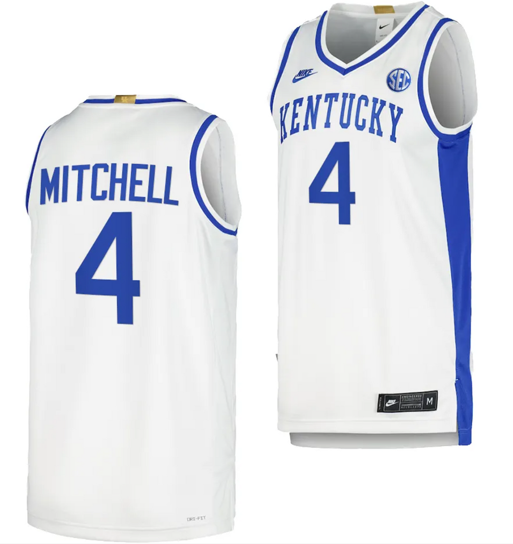 Kentucky Wildcats Tre Mitchell Jersey #4 Limited Retro Basketball White 2023-24
