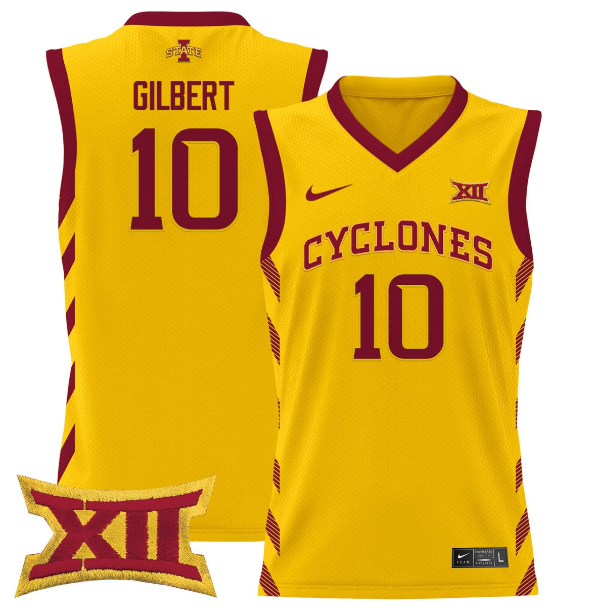 Keshon Gilbert Jersey #10 Iowa State 2024 Lightweight Basketball Gold