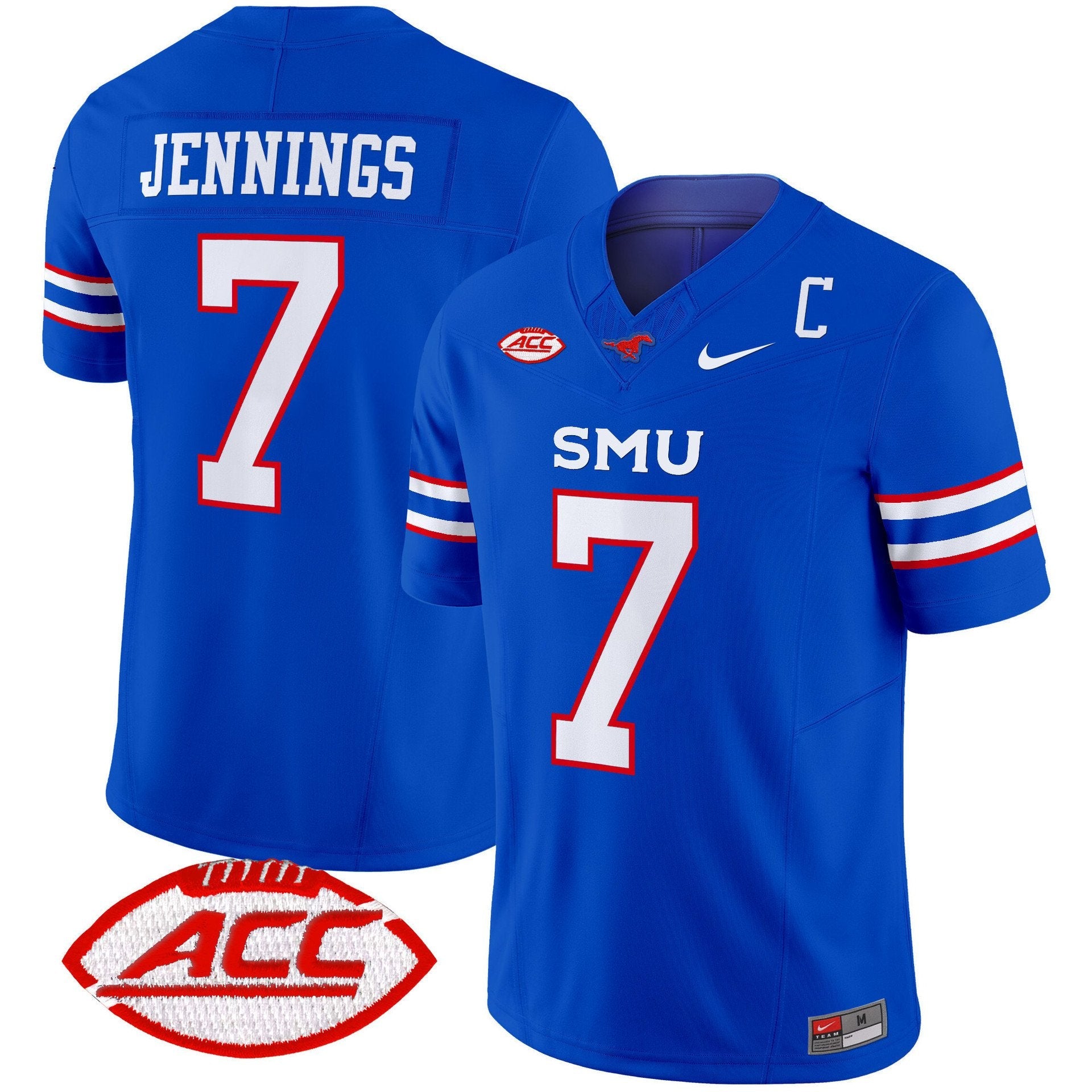 Kevin Jennings Jersey #7 SMU Mustangs 2025 Vapor Limited Stitched Blue