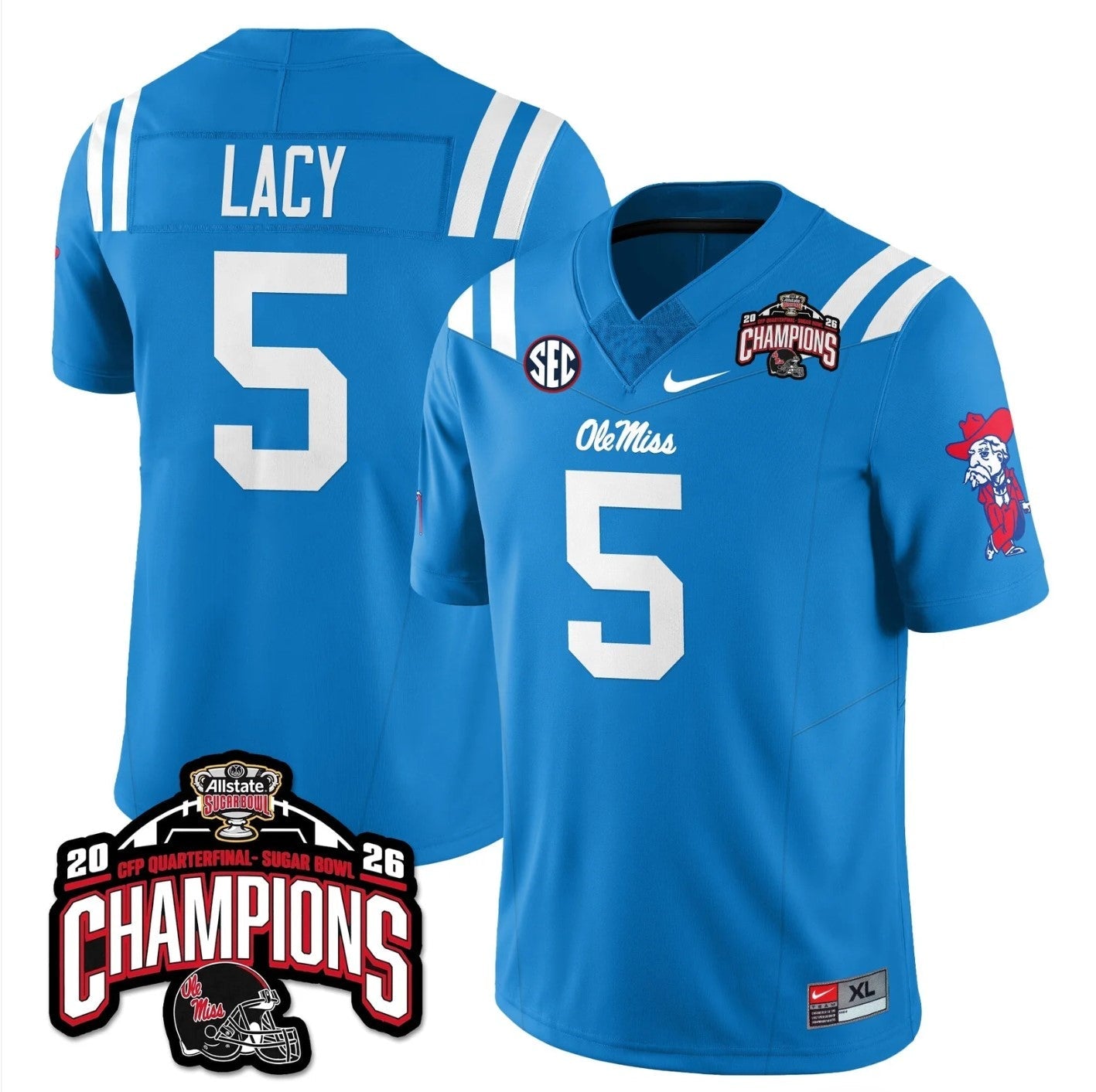Kewan Lacy Jersey #5 Ole Miss Sugar Bowl Champions Patch Stitched