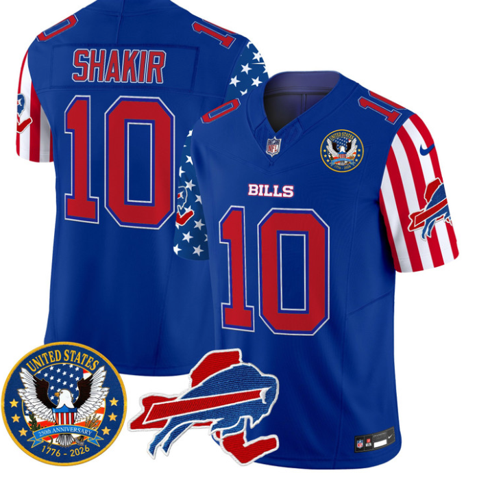 Khalil Shakir Jersey #10 Bills America 250 Edition Vapor Limited Stitched