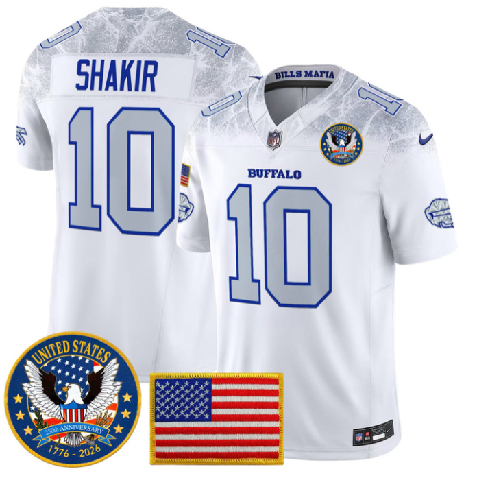 Khalil Shakir Jersey #10 United States 250th Anniversary Patch Stitched