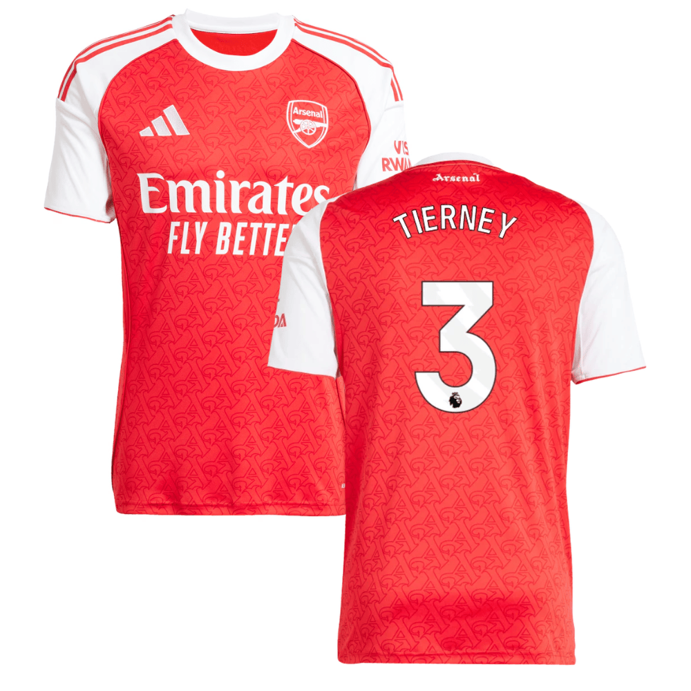 Kieran Tierney #3 Arsenal 2025-26 Home Jersey – Red