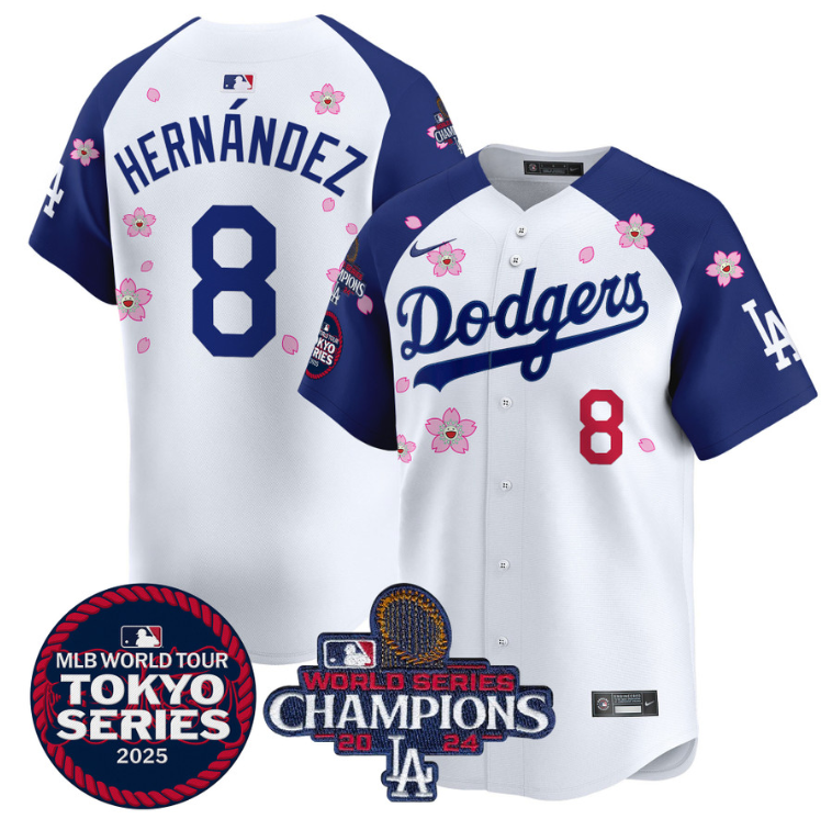 Kike Hernandez Jersey #8 Dodgers Tokyo Series 2025 World Series Champions Patch Alternate