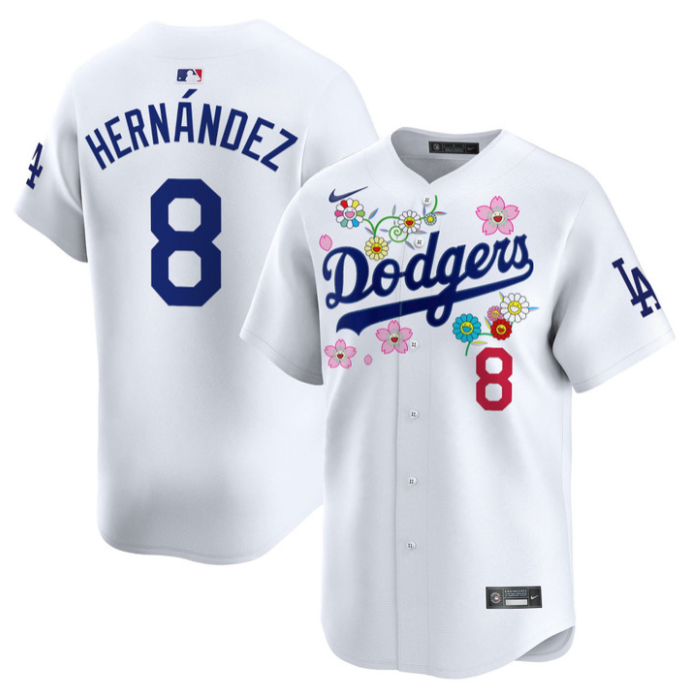 Kike Hernandez Jersey #8 Dodgers x Takashi Murakami 2025 Vapor Limited Stitched White