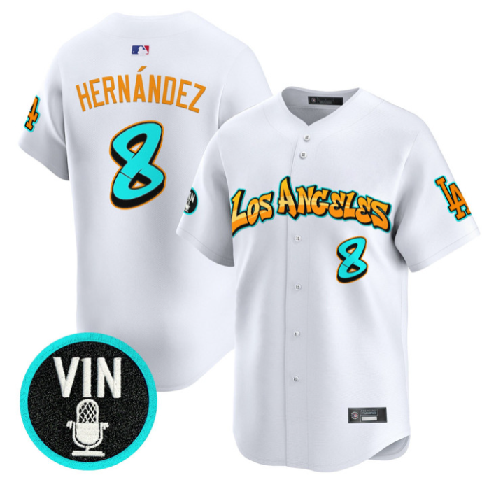 Kike Hernandez Jersey #8 Los Angeles Dodgers Graffiti Street Style White