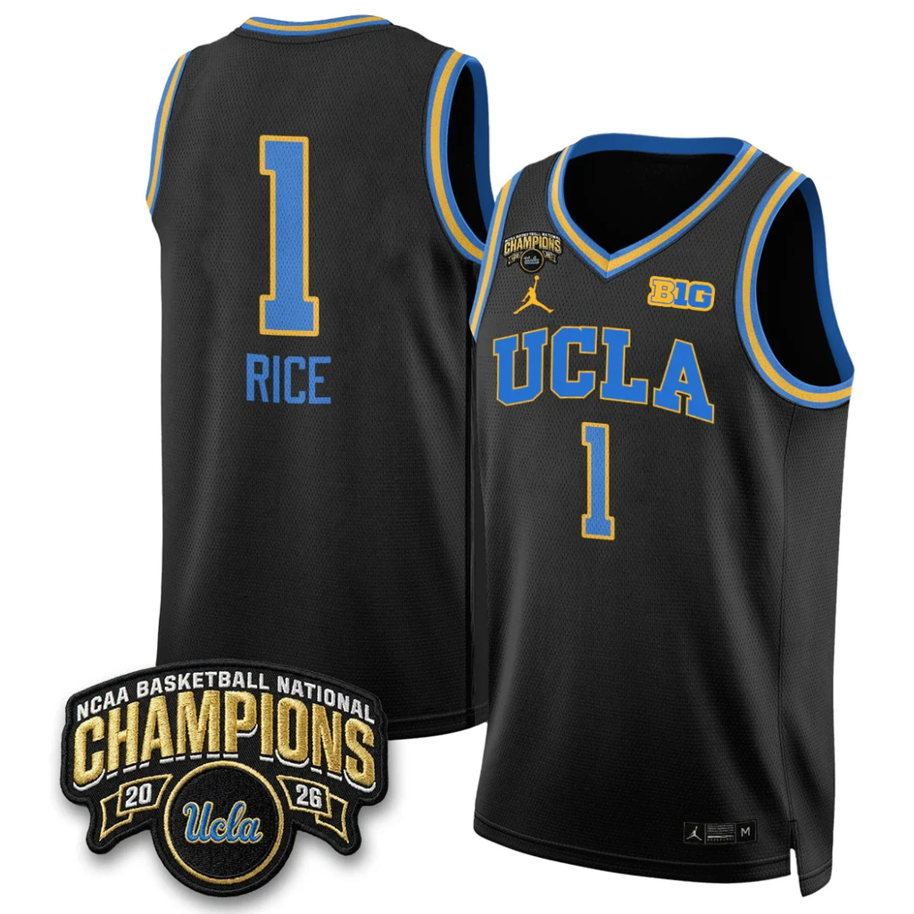 Kiki Rice Jersey #1 UCLA Basketball Champion 2026 Limited Stitched