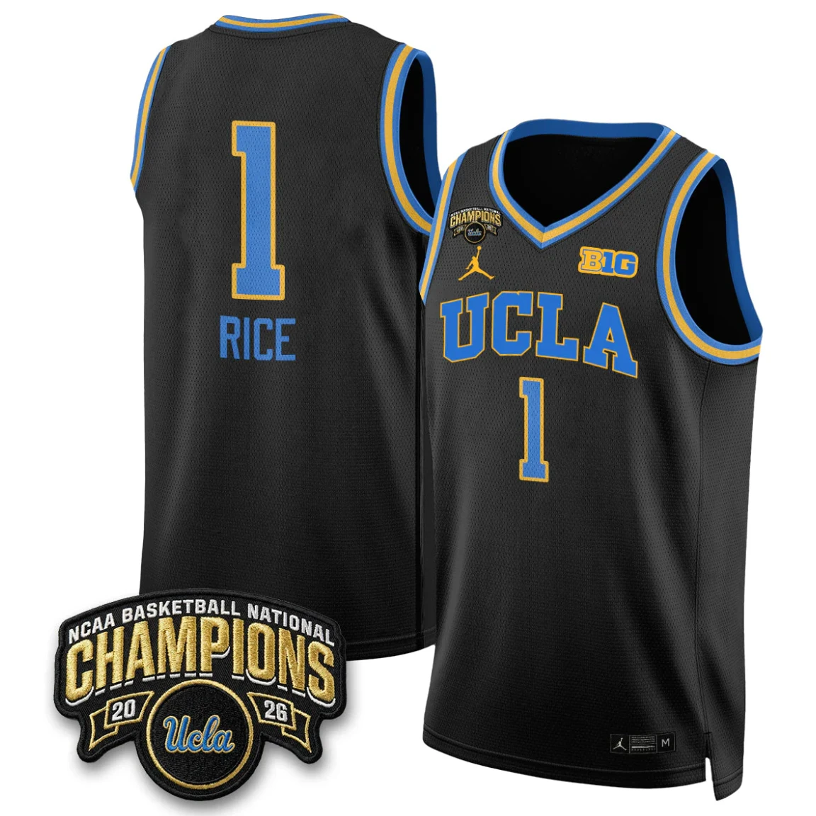 Kiki Rice Jersey #1 UCLA Basketball Champion 2026 Limited Stitched