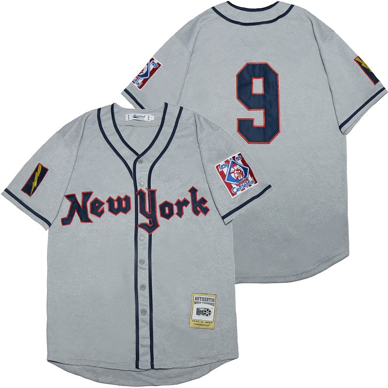 Knight #9 Hemp New York Movie Baseball Jersey Gray