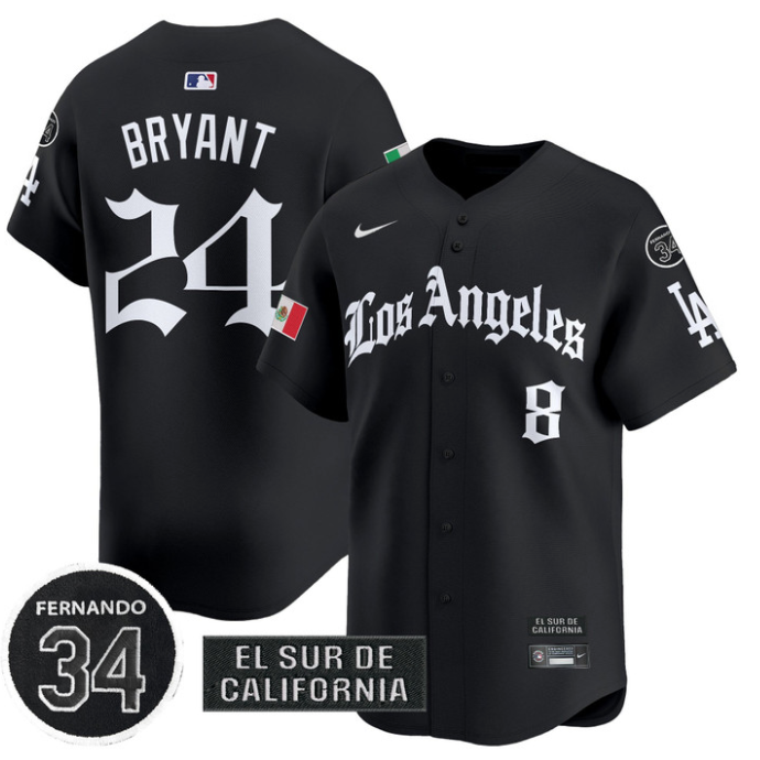Kobe Bryant Jersey #24 Dodgers Mexico 2025 LA Gothic Style Patch Premier Limited Stitched White