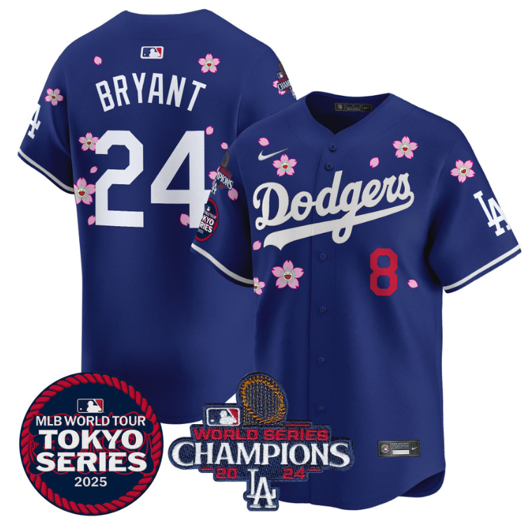Kobe Bryant Jersey #24 Dodgers Tokyo Series 2025 World Series Champions Patch Royal