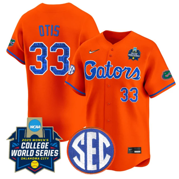 Korbe Otis Jersey #33 Florida Gators Softball 2025 World Series Stitched Orange