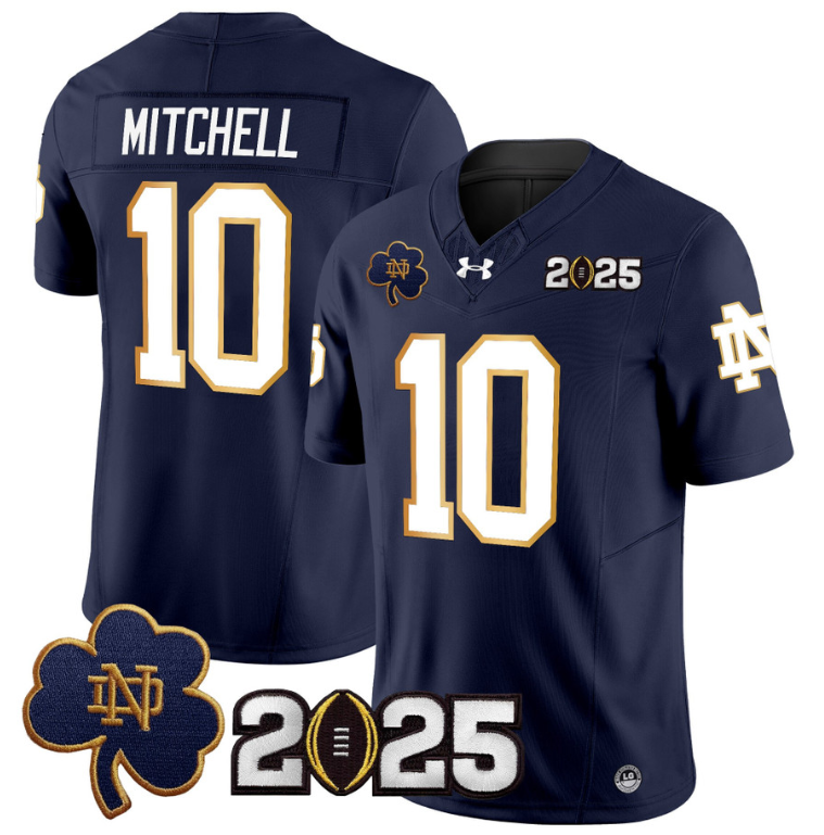 Kris Mitchell Jersey #10 Notre Dame 2025 CFP Final Patch Navy