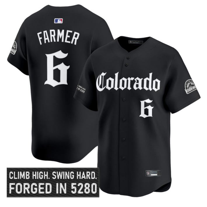 Kyle Farmer Jersey #6 Colorado Rockies Gothic Mile High Shadows Edition Black