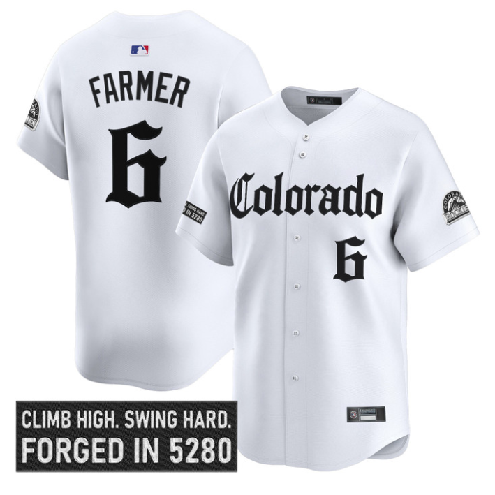 Kyle Farmer Jersey #6 Colorado Rockies Gothic Mile High Shadows Edition White