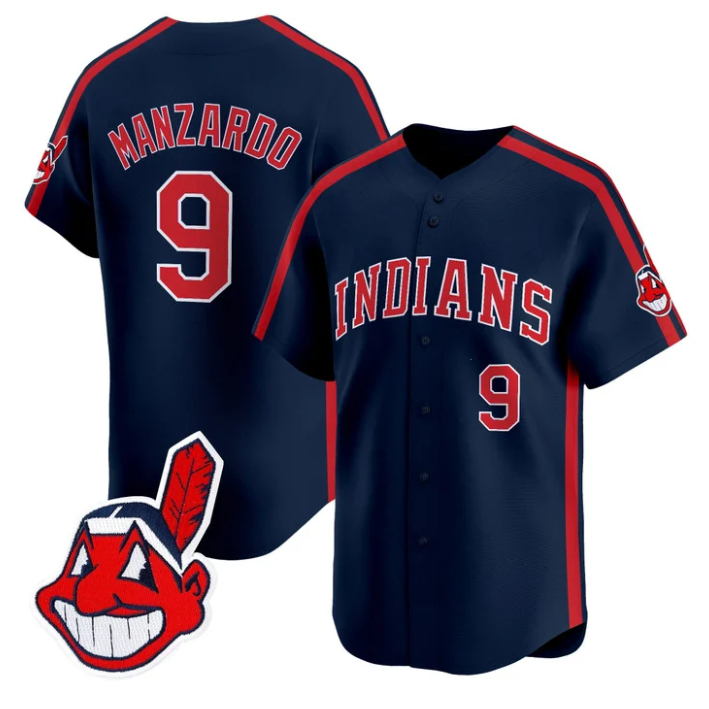 Kyle Manzardo Jersey #9 Cleveland Indians Ricky Wild Thing Vaughn Stitched Navy
