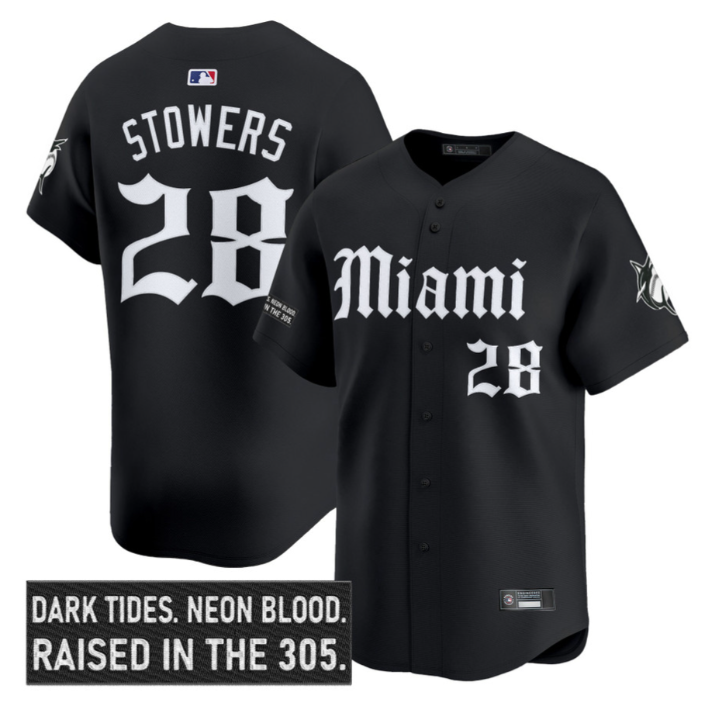 Kyle Stowers Jersey #28 Miami Marlins Gothic Vice Edition Stitched Black