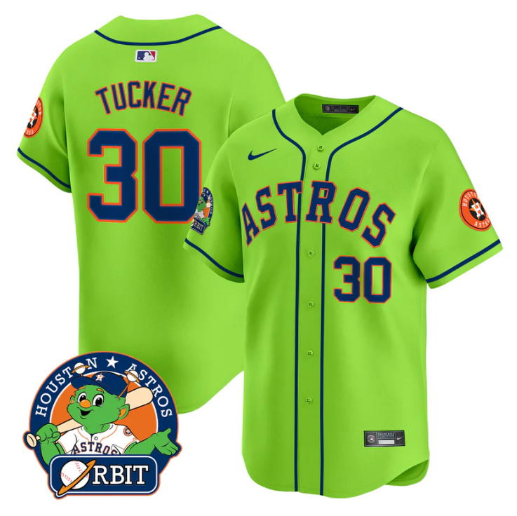 Kyle Tucker Jersey #30 Astros Orbit Patch Vapor Premier Limited V2 Stitched Green
