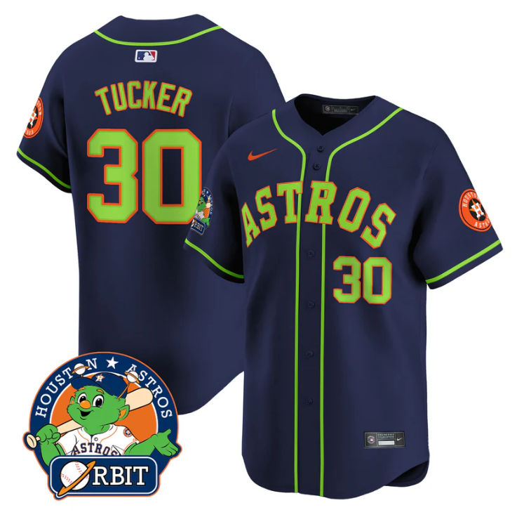 Kyle Tucker Jersey #30 Astros Orbit Patch Vapor Premier Limited V2 Stitched Orange