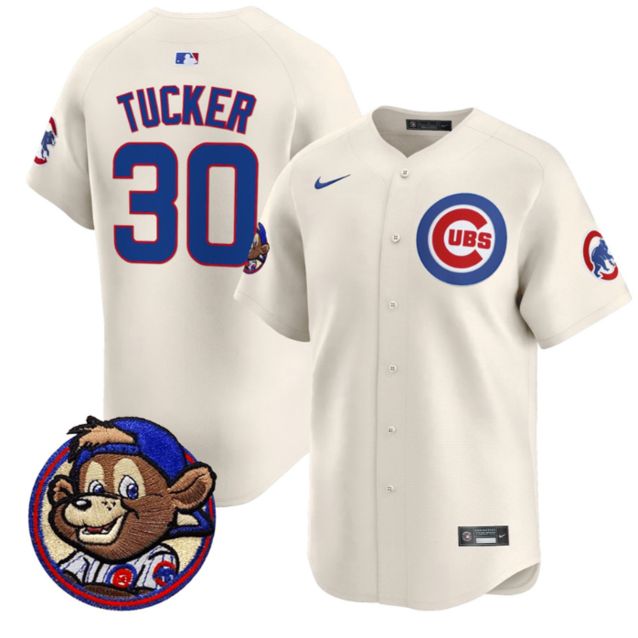 Kyle Tucker Jersey #30 Chicago Cubs Clark Patch Vapor Premier Limited Stitched Cream