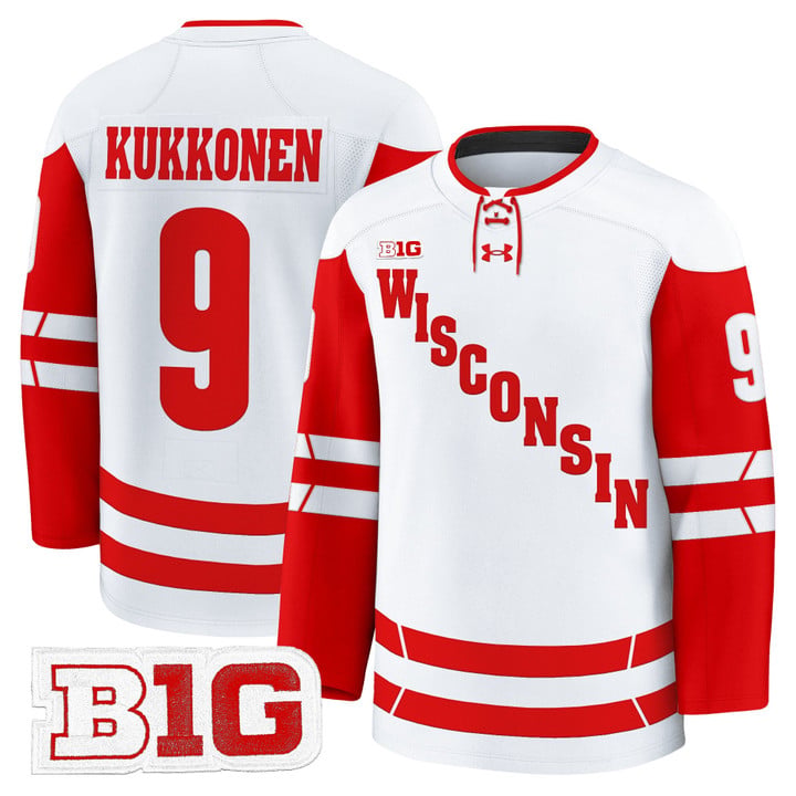 Kyle Kukkonen Jersey #9 Wisconsin Badgers 2025-26 Premium Stitched