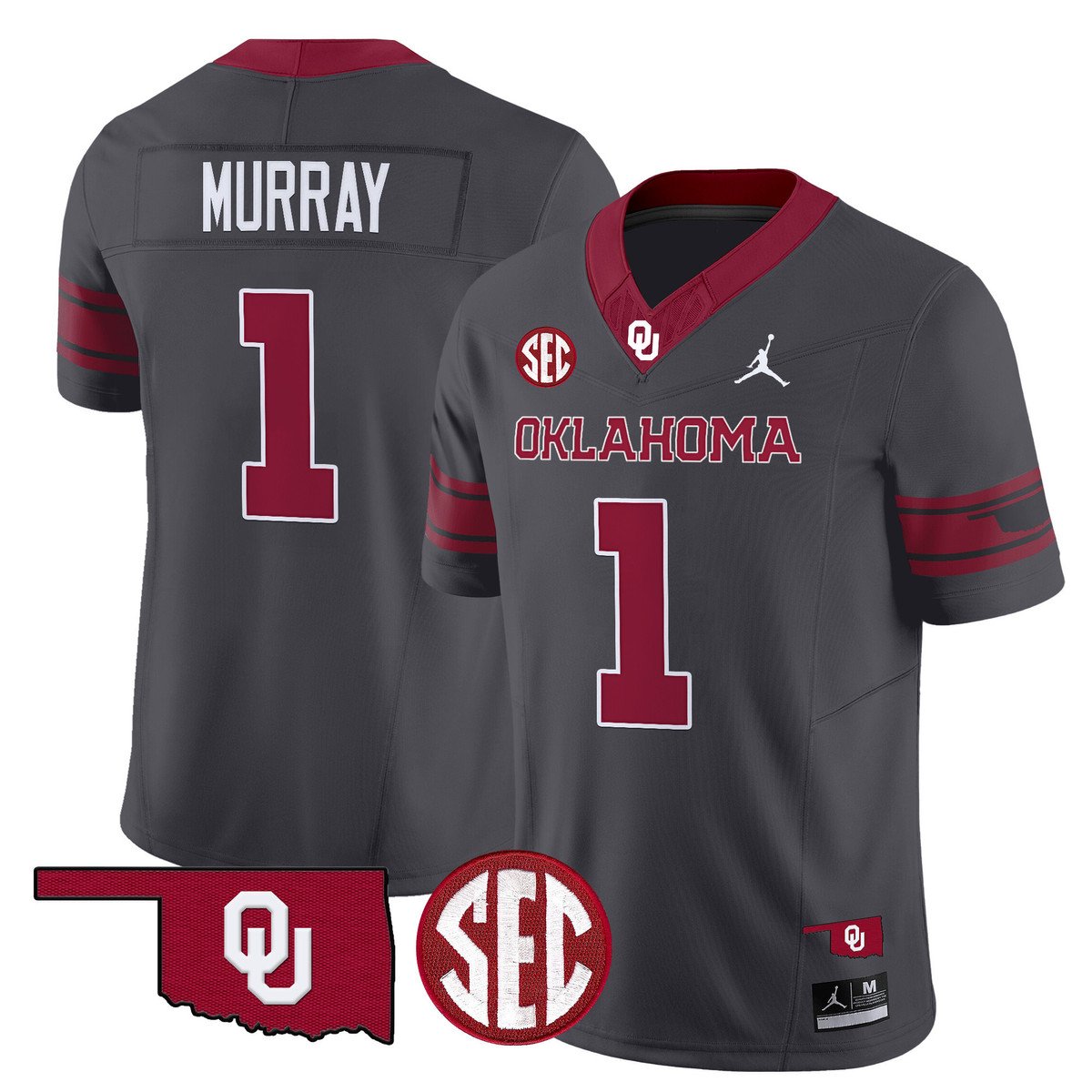Kyler Murray Jersey #1 Oklahoma Sooners 2025 Limited Stitched Anthracite