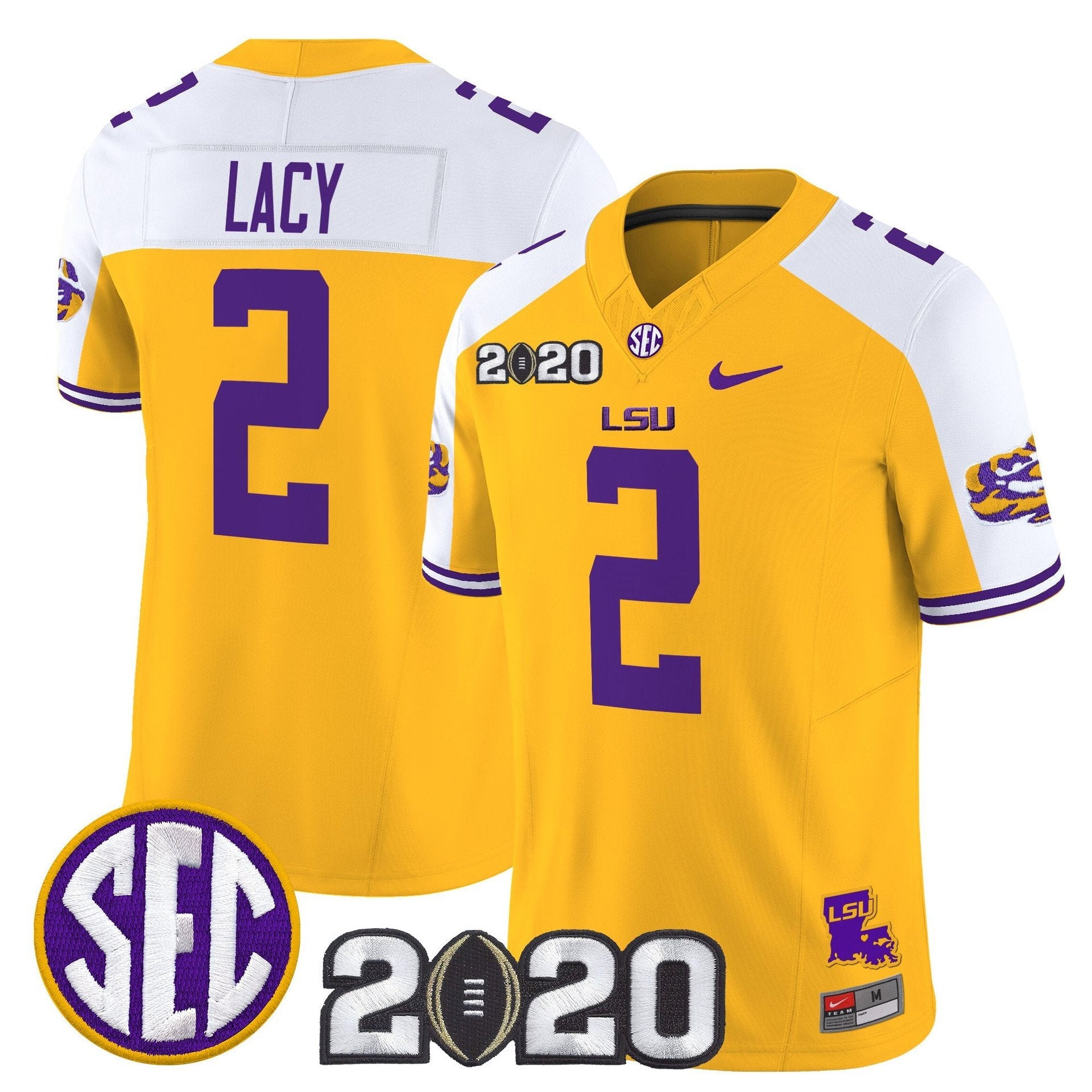 Kyren Lacy Jersey #2 LSU Tigers 2020 National Champions Stitched Gold Alter