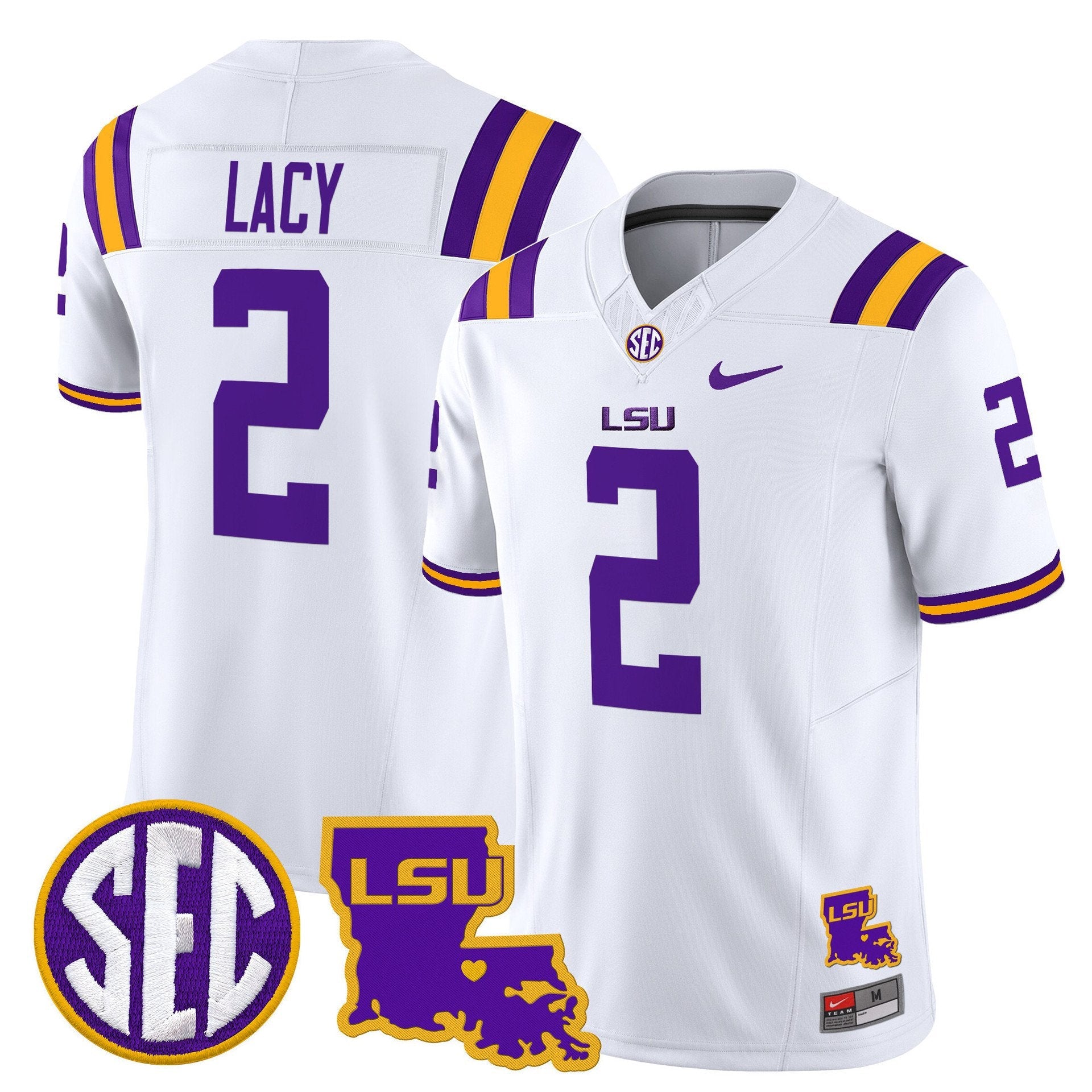 Kyren Lacy Jersey #2 LSU Tigers 2025 Louisiana Patch Stitched White